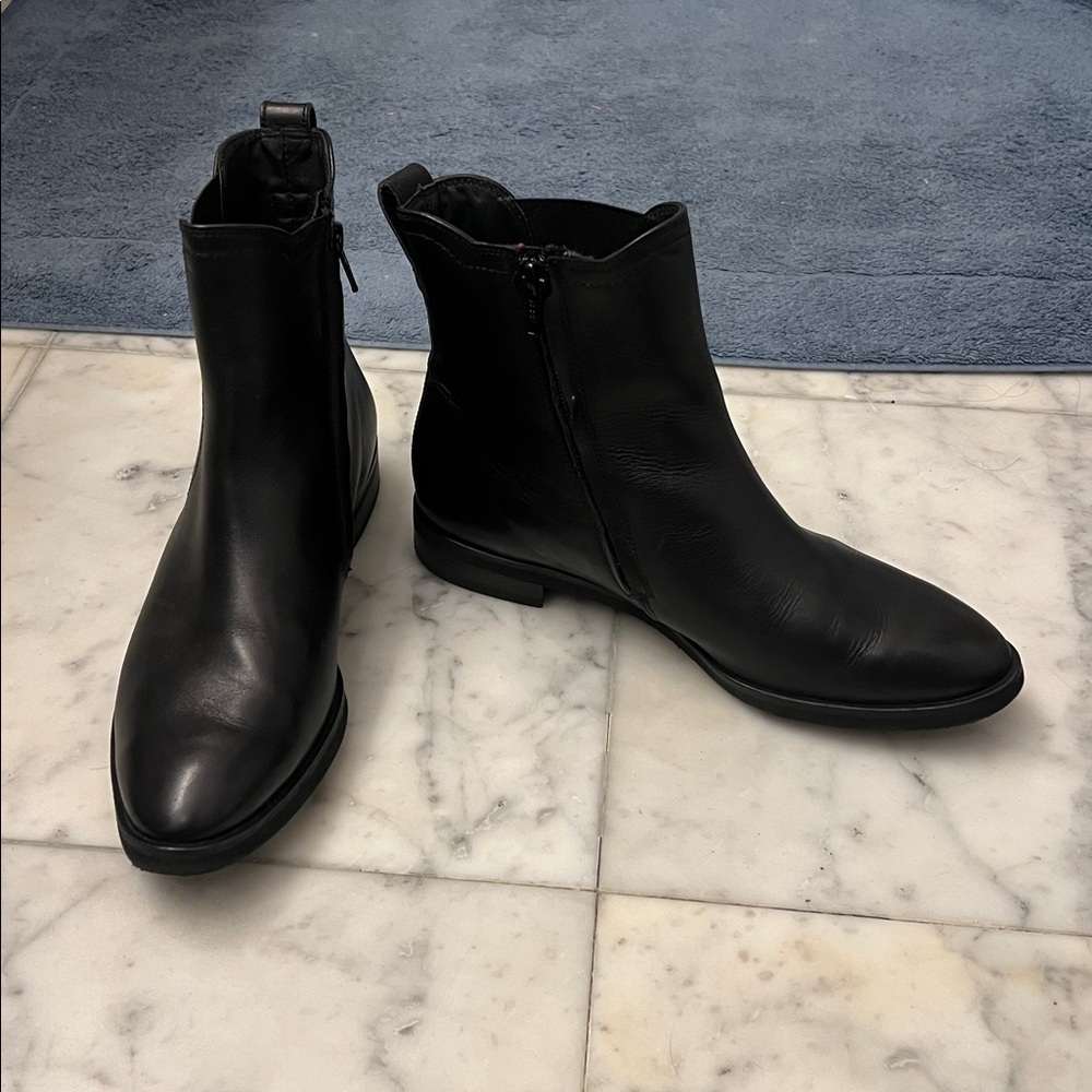 Paul Green Black Leather Ankle Boots SZ 7